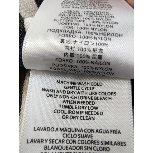 Michael Kors Woman Black White Stripe Fit&Flare Dress Size 6 Bodice Line Cut Out - Picture 12 of 13